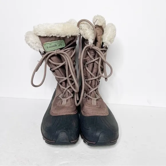 Kamik Brown Lace Up Winter Boots Thinsulate Size 8 Women’s Snow