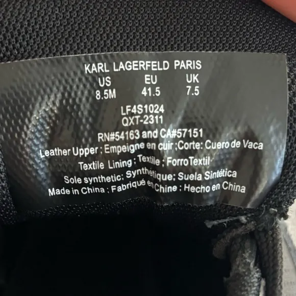 KARL LAGERFELD PARIS Colorblock Logo Leather &amp; Suede Sneakers men’s 8.5 black