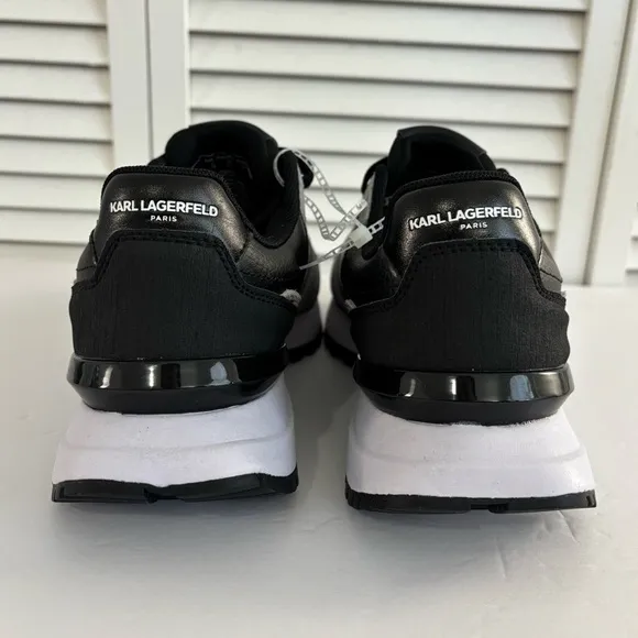 KARL LAGERFELD PARIS Colorblock Logo Leather &amp; Suede Sneakers men’s 8.5 black