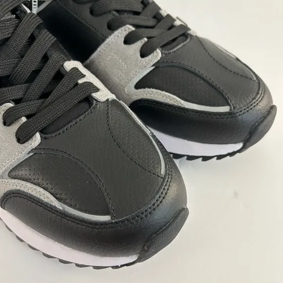 KARL LAGERFELD PARIS Colorblock Logo Leather &amp; Suede Sneakers men’s 8.5 black