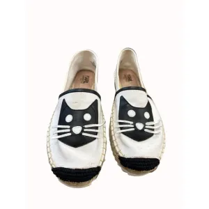 Karl Lagerfeld women’s white kitten theme espadrille shoes 10m SKU 6386