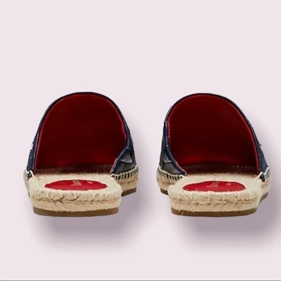 Kate Spade Cherry Mules Denim &amp; Leather Shoes NWT Size 6