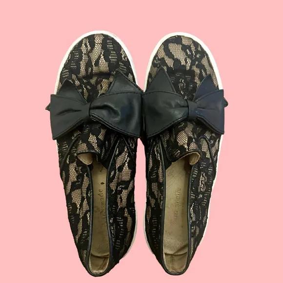 Kate Spade Lace and Leather Bow Flats, Women’s Size 7.5, Imperfect