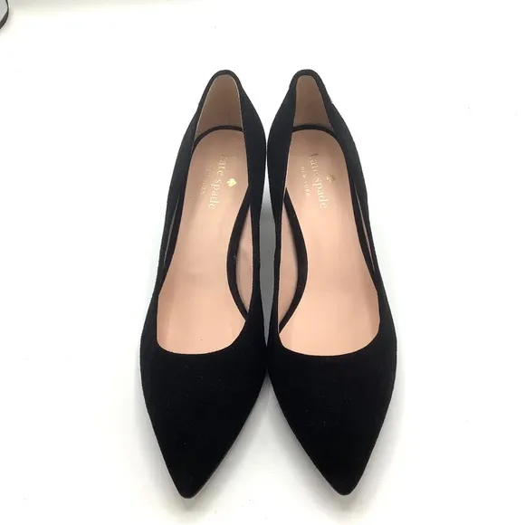 Kate Spade Moulin Pumps Black Suede Leather Heels 9