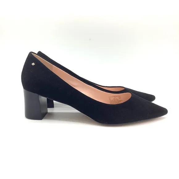 Kate Spade Moulin Pumps Black Suede Leather Heels 9