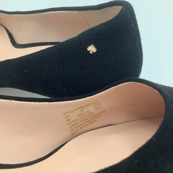 Kate Spade Moulin Pumps Black Suede Leather Heels 9