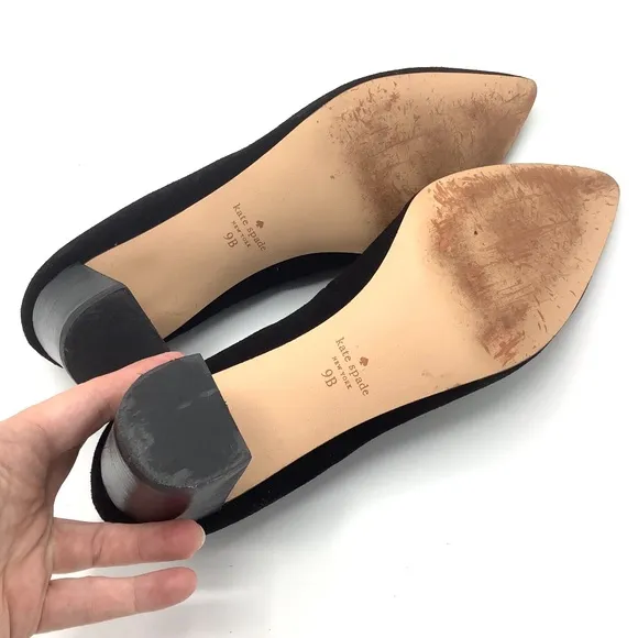 Kate Spade Moulin Pumps Black Suede Leather Heels 9