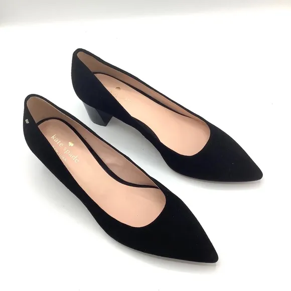 Kate Spade Moulin Pumps Black Suede Leather Heels 9