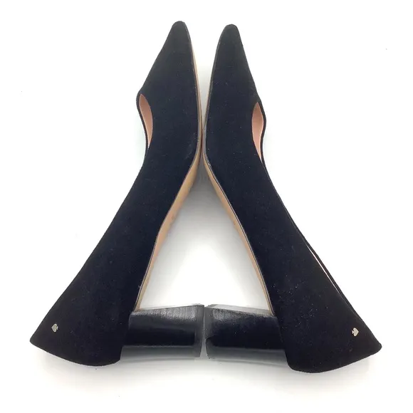 Kate Spade Moulin Pumps Black Suede Leather Heels 9