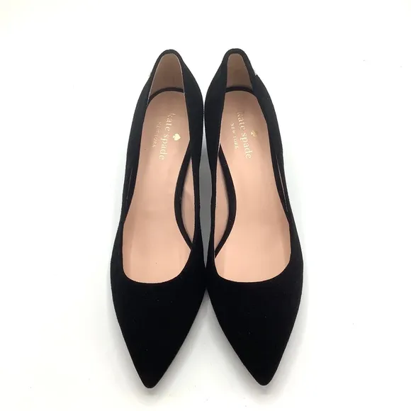 Kate Spade Moulin Pumps Black Suede Leather Heels 9