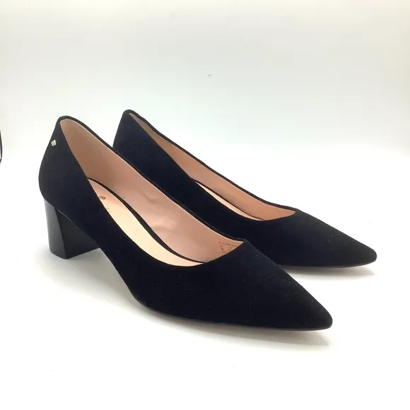 Kate Spade Moulin Pumps Black Suede Leather Heels 9