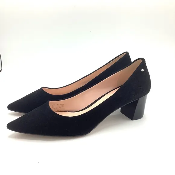 Kate Spade Moulin Pumps Black Suede Leather Heels 9
