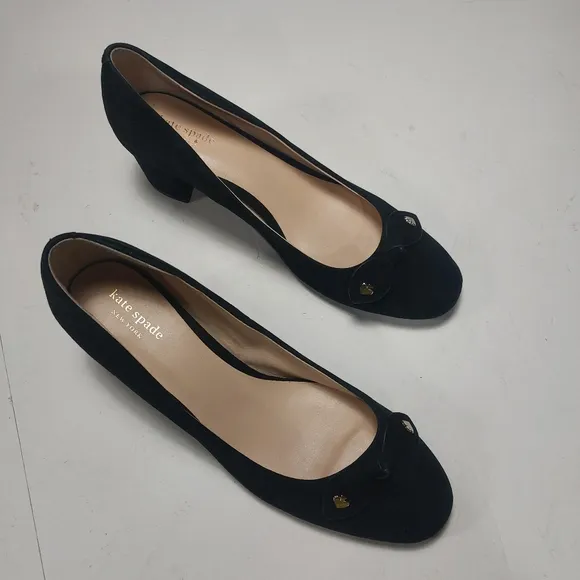 KATE SPADE New York Bernice Black Suede Block Heels