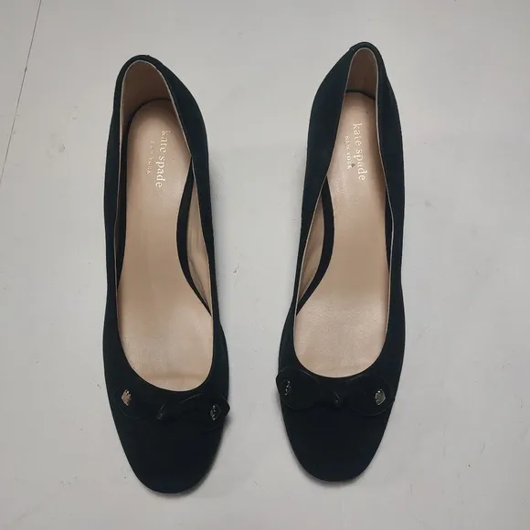 KATE SPADE New York Bernice Black Suede Block Heels