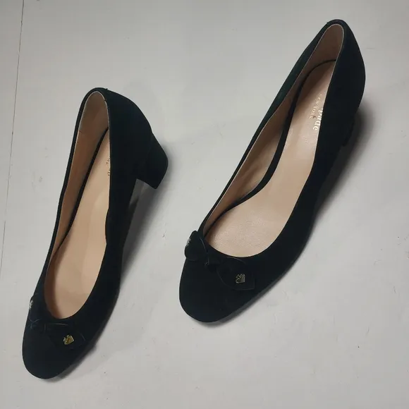 KATE SPADE New York Bernice Black Suede Block Heels