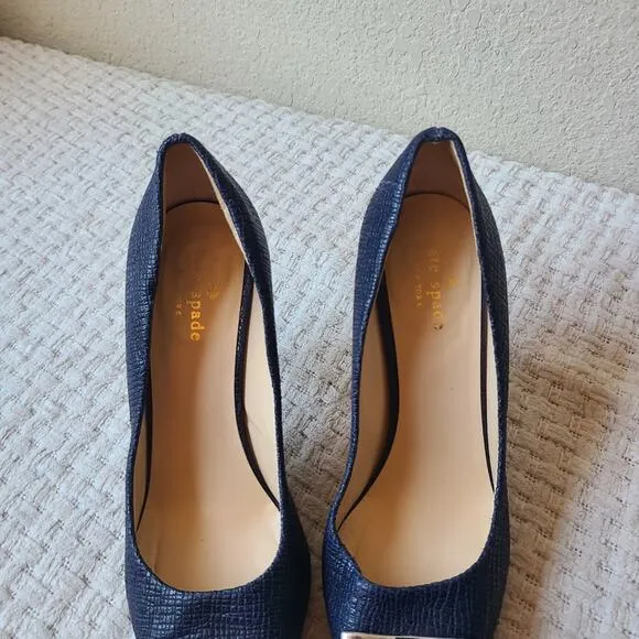 Kate Spade New York PALOMA Blue Leather Heels Shoes Size 7