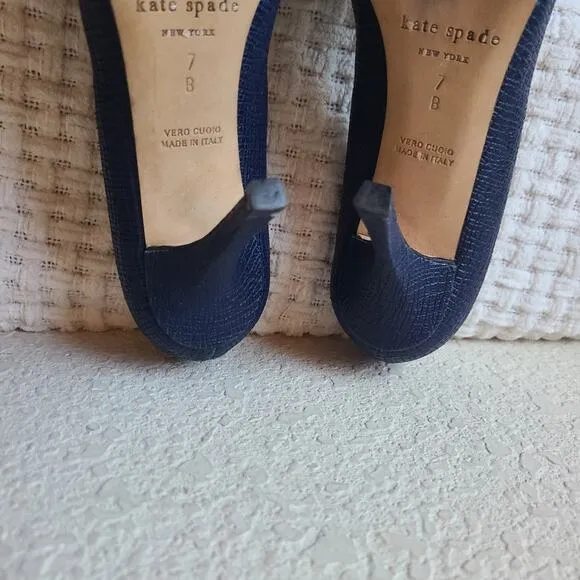 Kate Spade New York PALOMA Blue Leather Heels Shoes Size 7