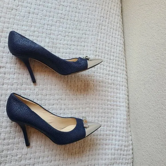 Kate Spade New York PALOMA Blue Leather Heels Shoes Size 7