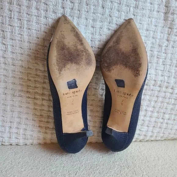 Kate Spade New York PALOMA Blue Leather Heels Shoes Size 7