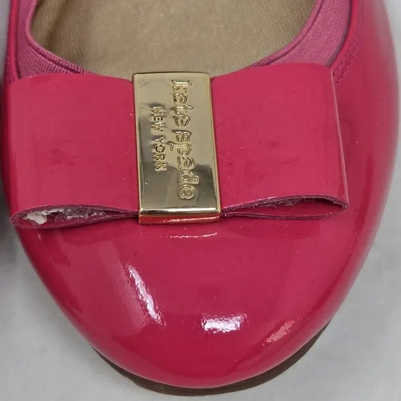 KATE SPADE Pink Pantent Leather Bow Ballet Flats 10M