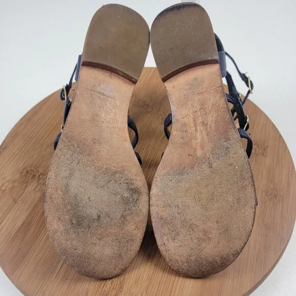 Kate Spade Sahara Camel Tassel Blue Gladiator Leather Sandals Womens Shoe sz 7M
