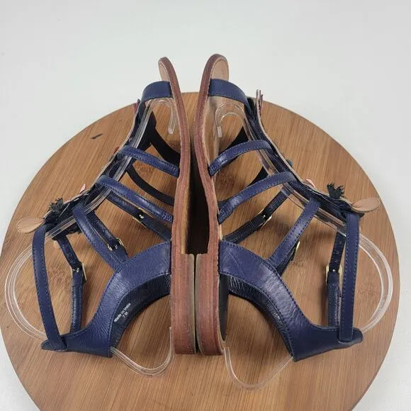 Kate Spade Sahara Camel Tassel Blue Gladiator Leather Sandals Womens Shoe sz 7M