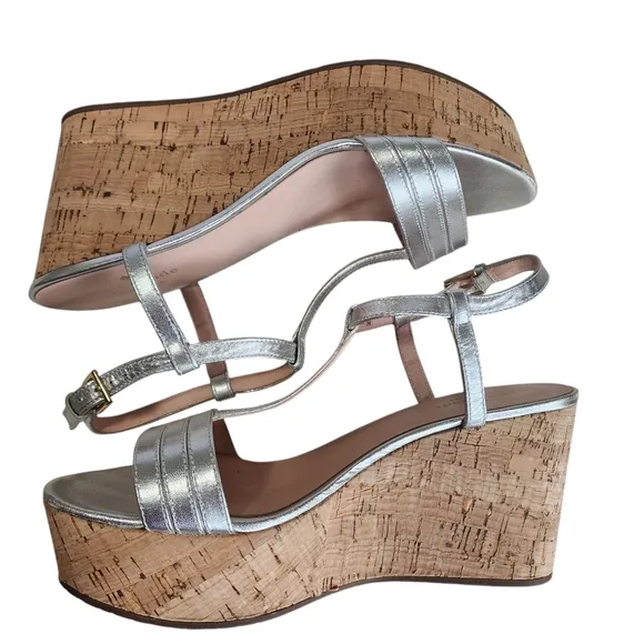 Kate Spade Silver Wedge Sandals - 8M