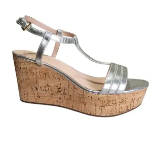 Kate Spade Silver Wedge Sandals - 8M