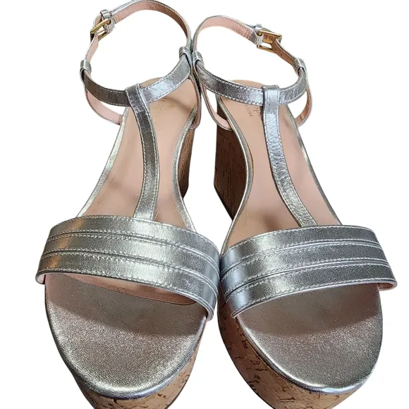 Kate Spade Silver Wedge Sandals - 8M