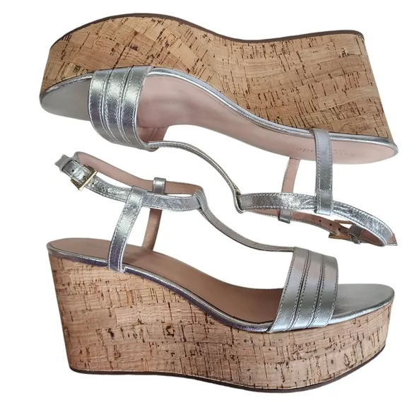 Kate Spade Silver Wedge Sandals - 8M
