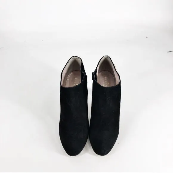 Kate Spade Aldaz Black Suede Gold Bow Ankle Boots Sz 9