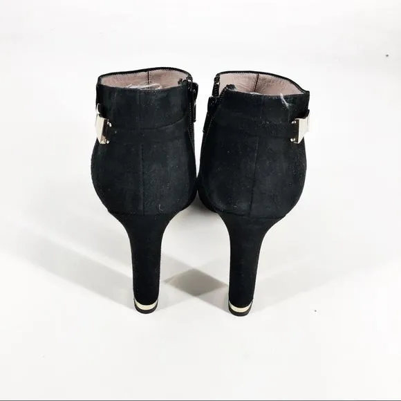 Kate Spade Aldaz Black Suede Gold Bow Ankle Boots Sz 9