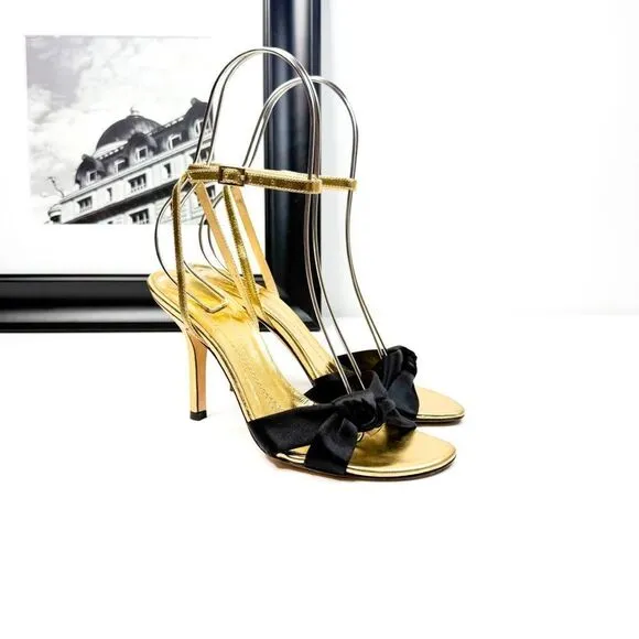 Kate Spade Women’s Gold &amp; Black Bow Heels - Size 6.5 - Made in Italy!