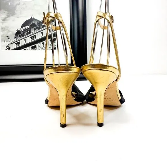Kate Spade Women’s Gold &amp; Black Bow Heels - Size 6.5 - Made in Italy!