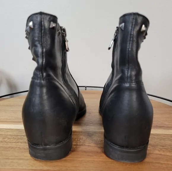 KEB Italia Black Leather Studded Ankle Boots Size 36