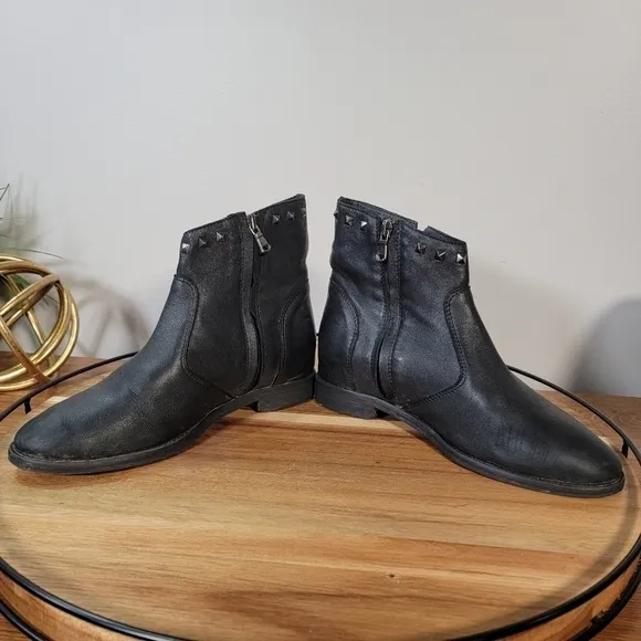KEB Italia Black Leather Studded Ankle Boots Size 36
