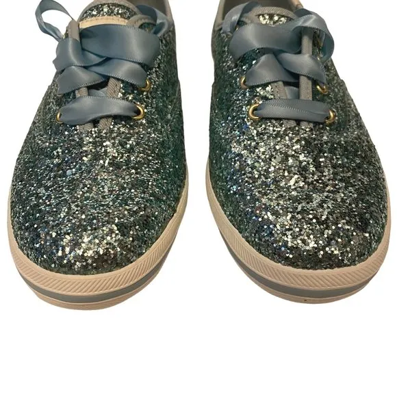 Keds x Kate Spade Champion Glitter Blue Fashion Sneakers Womens 7M *Blemished*
