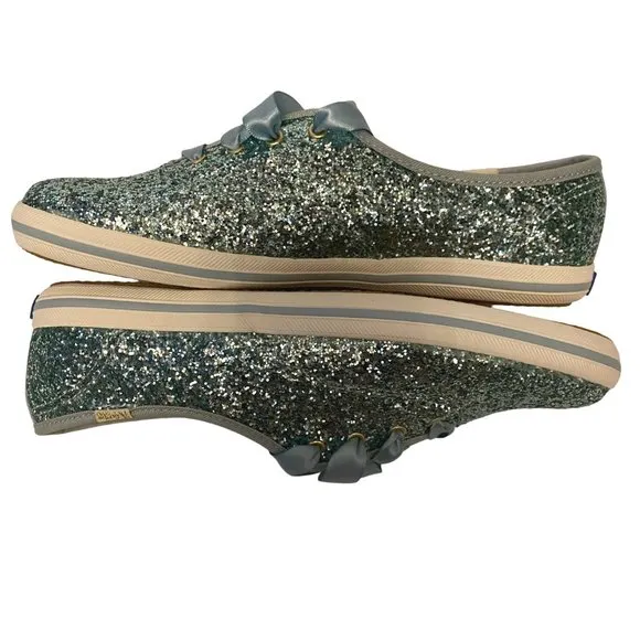 Keds x Kate Spade Champion Glitter Blue Fashion Sneakers Womens 7M *Blemished*