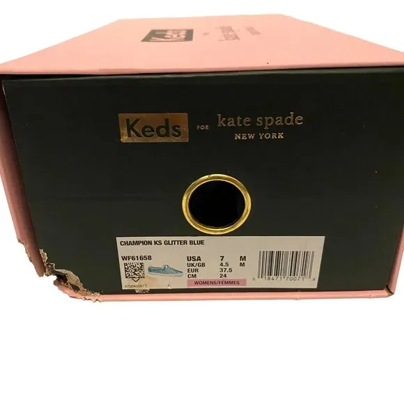 Keds x Kate Spade Champion Glitter Blue Fashion Sneakers Womens 7M *Blemished*