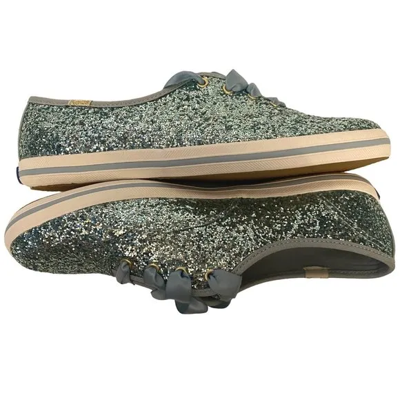 Keds x Kate Spade Champion Glitter Blue Fashion Sneakers Womens 7M *Blemished*