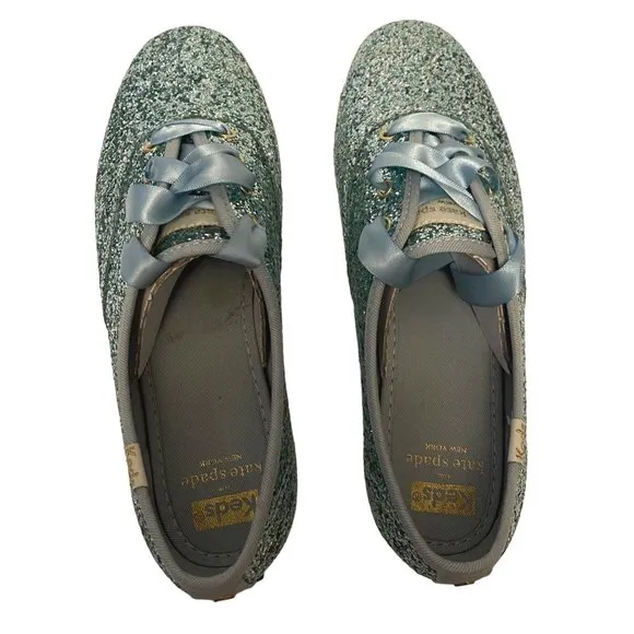 Keds x Kate Spade Champion Glitter Blue Fashion Sneakers Womens 7M *Blemished*