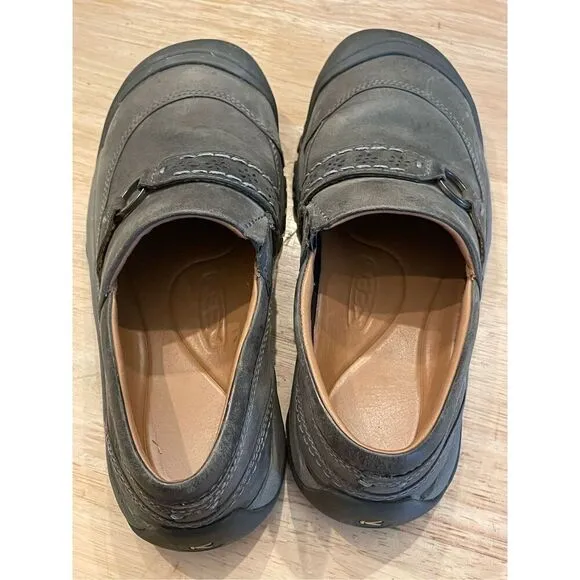 Keen Kaci II Shoes Womens Gray Leather Slip On Mule Driving 1020486