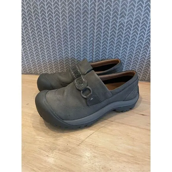Keen Kaci II Shoes Womens Gray Leather Slip On Mule Driving 1020486
