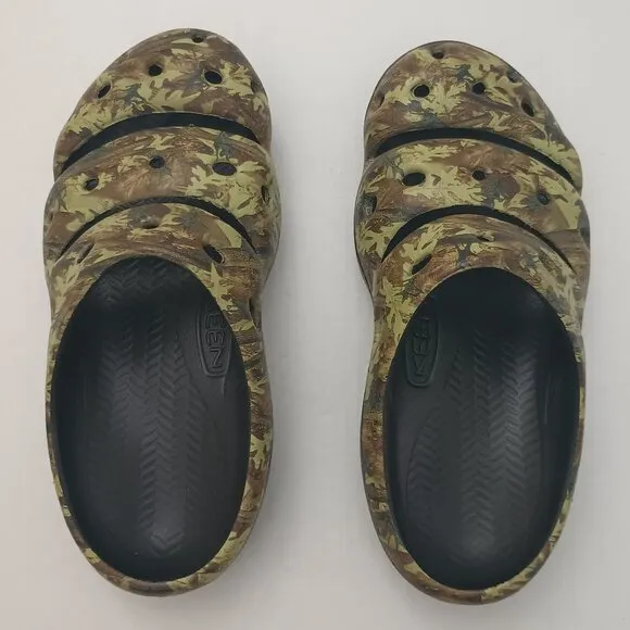 Keen Men's Yogui Arts Slides Slip On Sandals Closed Toe Camo Green, Black NWB