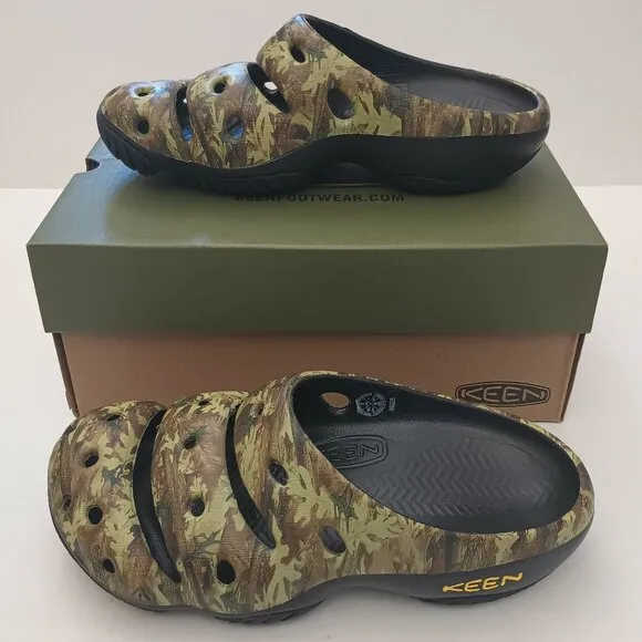 Keen Men's Yogui Arts Slides Slip On Sandals Closed Toe Camo Green, Black NWB
