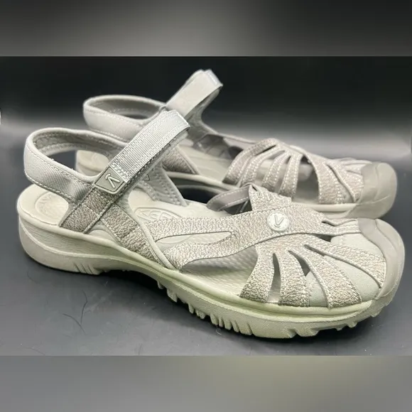 Keen- Rose,  Gray Strappy Sandals, Womens Size: 11, Adjustable velcro‎ straps