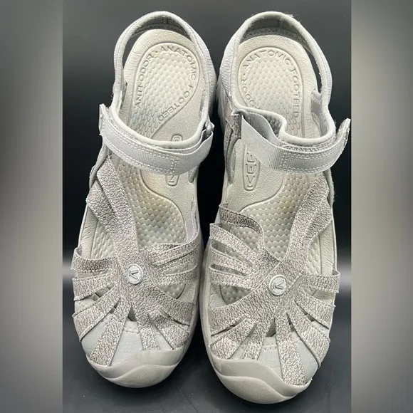 Keen- Rose,  Gray Strappy Sandals, Womens Size: 11, Adjustable velcro‎ straps