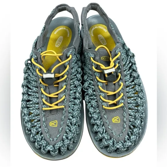 KEEN Uneek Sandals Men's US 8.5 Blue Yellow Woven Cord Water Comfort