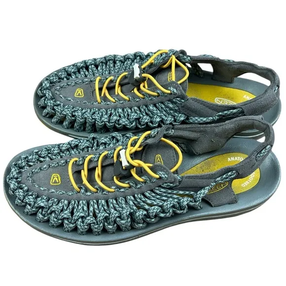 KEEN Uneek Sandals Men's US 8.5 Blue Yellow Woven Cord Water Comfort