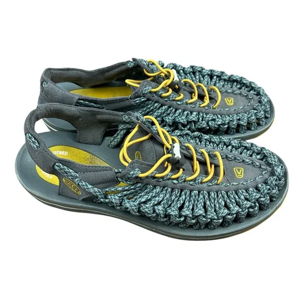 KEEN Uneek Sandals Men's US 8.5 Blue Yellow Woven Cord Water Comfort